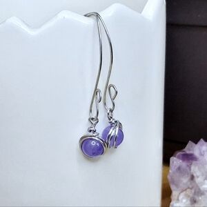 BOGO EARRINGS - Dyed Jade crystal beaded dangle earrings, 2.5"